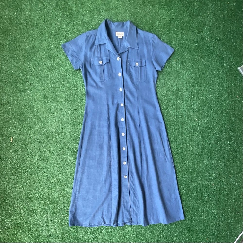 Vintage St. John's Bay Light Blue Button-Front Maxi Dress